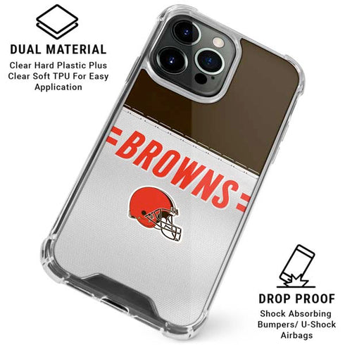 NFL Cleveland Browns White Striped iPhone 16 Pro Clear Case